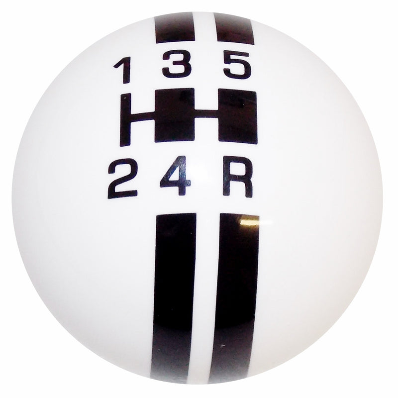 Rally Stripe 5 Speed White with Black Shift Knob