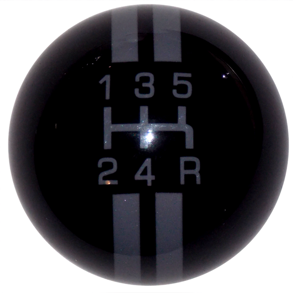 Rally Stripe 5 Speed Black with Pearl Gray Shift Knob- Offset