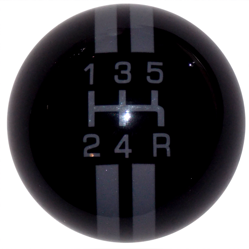 Rally Stripe 5 Speed Black with Pearl Gray Shift Knob- Offset