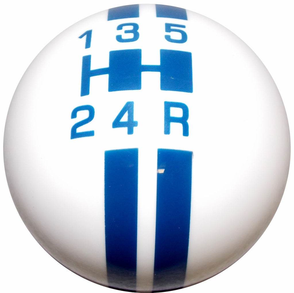 Rally Stripe 5 Speed White with Blue Shift Knob