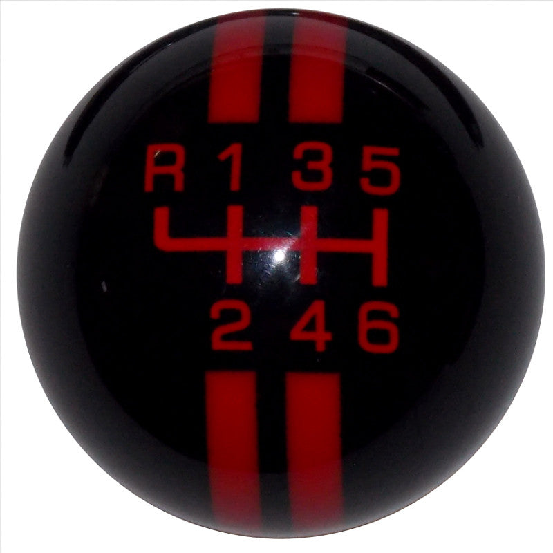 Rally Stripe New 6 Speed Black with Red Shift Knob