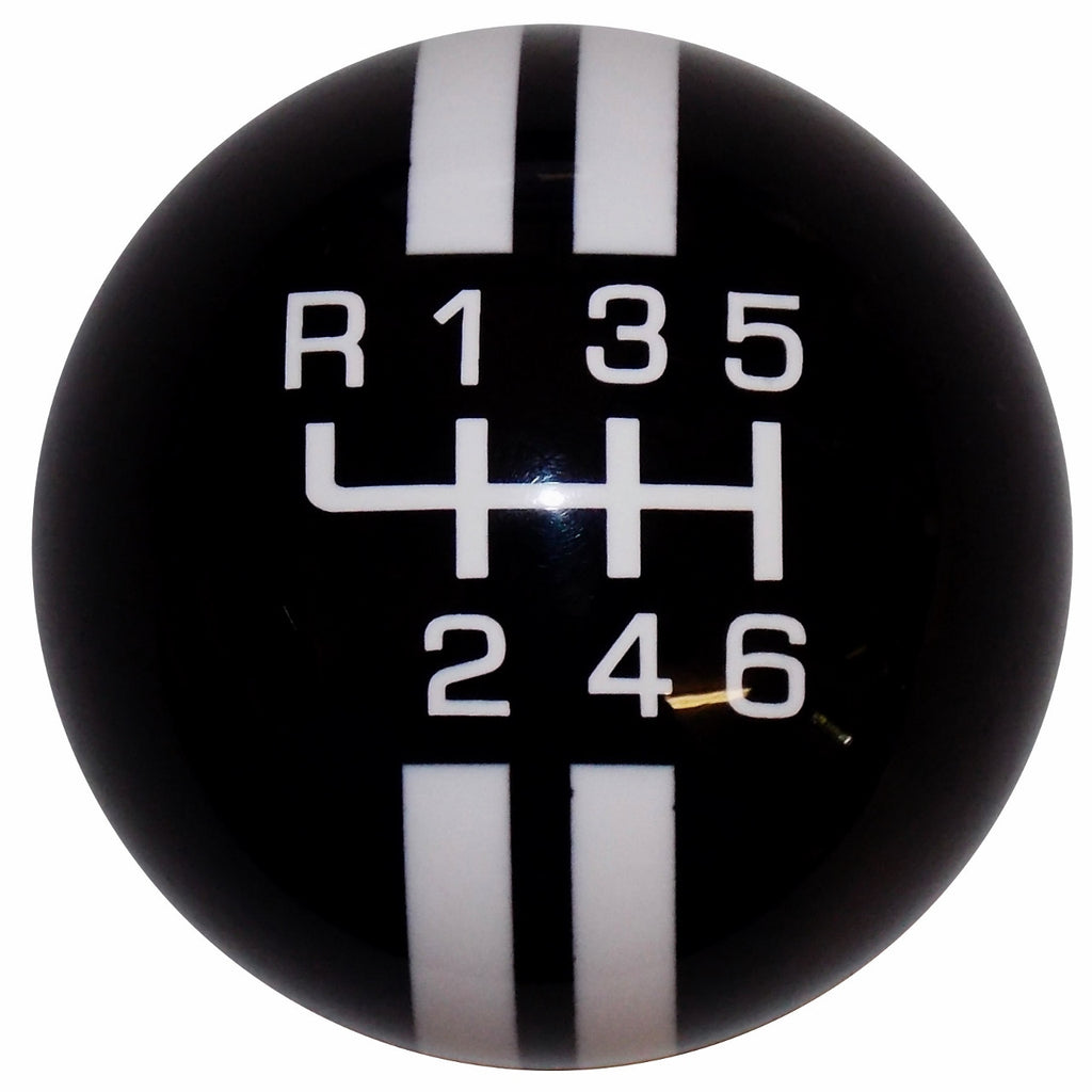 Rally Stripe New 6 Speed Black with White Shift Knob