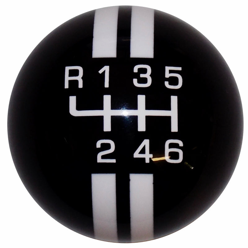 Rally Stripe New 6 Speed Black with White Shift Knob