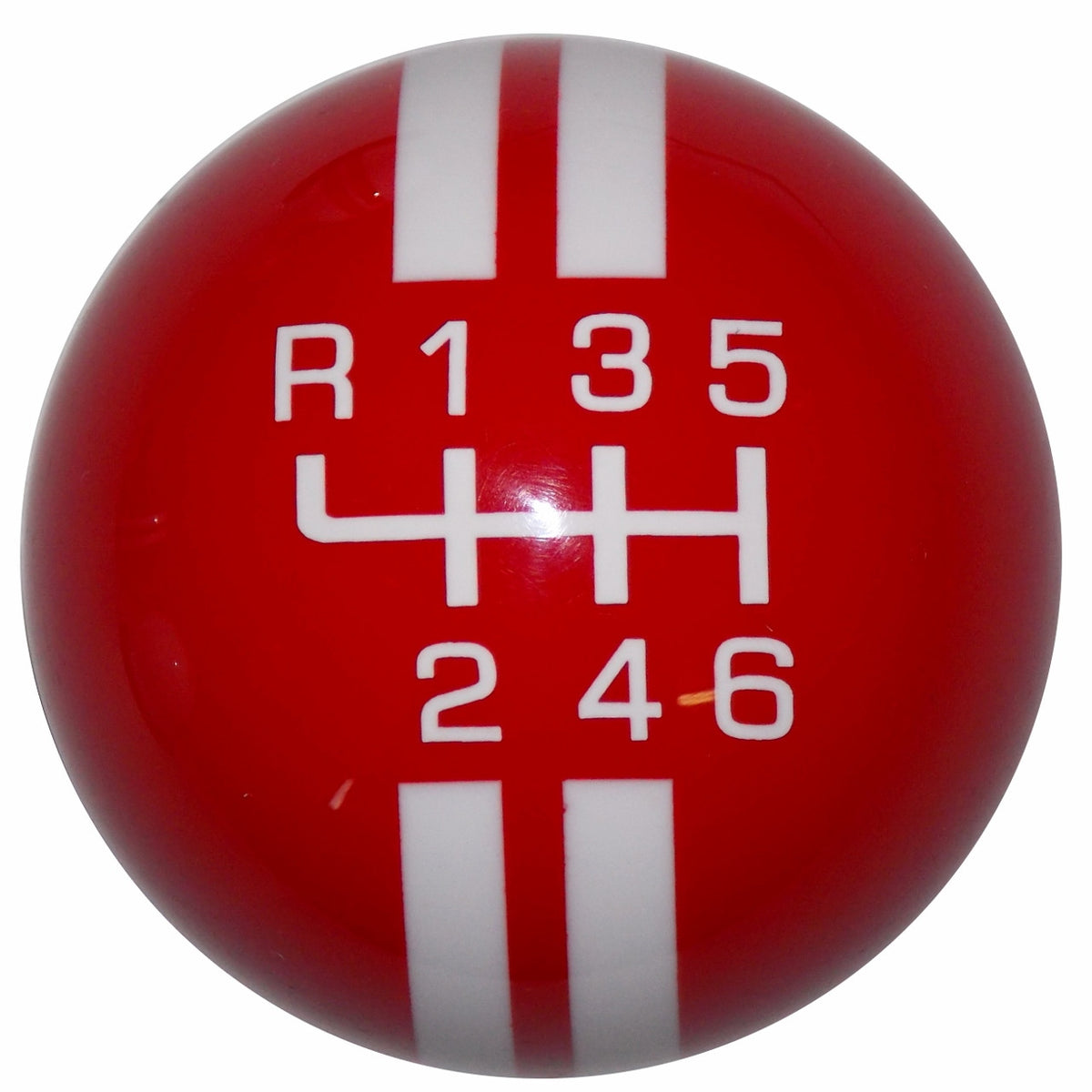Rally Stripe New 6 Speed Red with White Shift Knob
