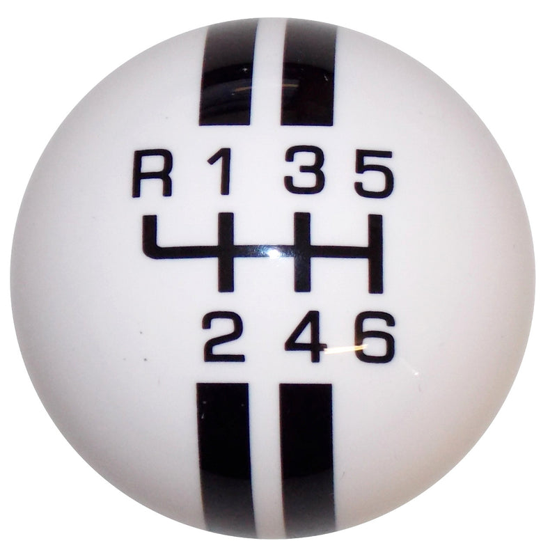 Rally Stripe New 6 Speed White with Black Shift Knob