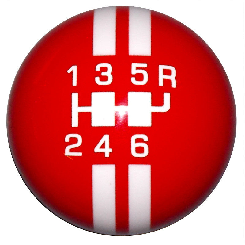 Rally Stripe 6 Speed Red/ White Shift Knob