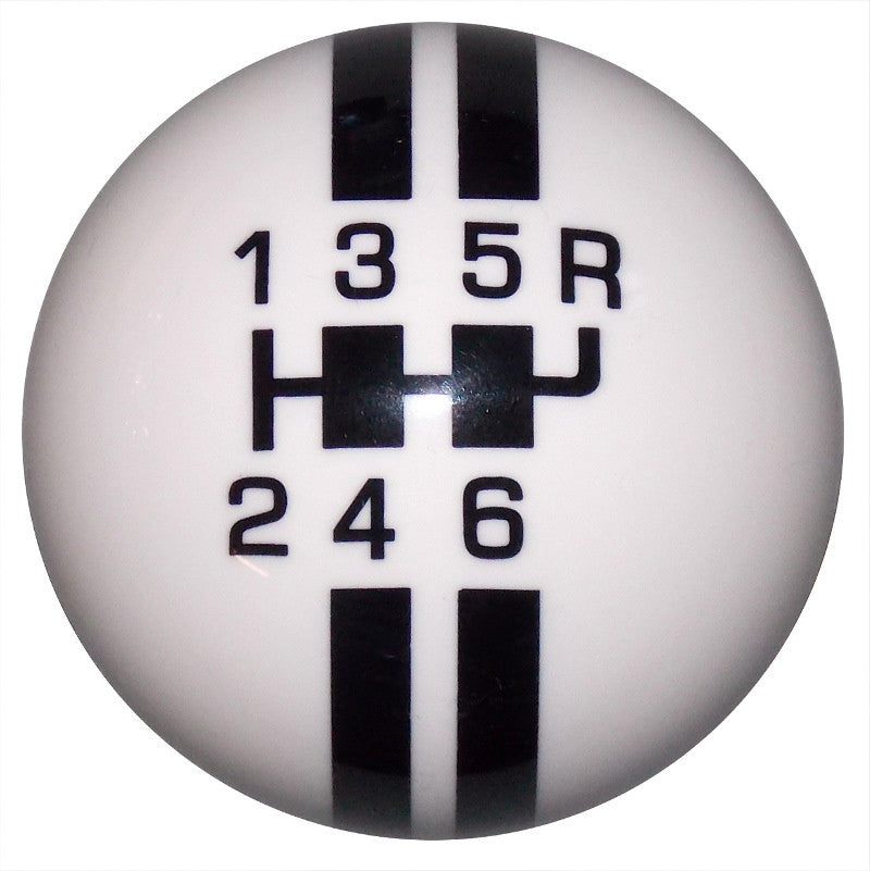 Rally Stripe 6 Speed White/ Black Shift Knob