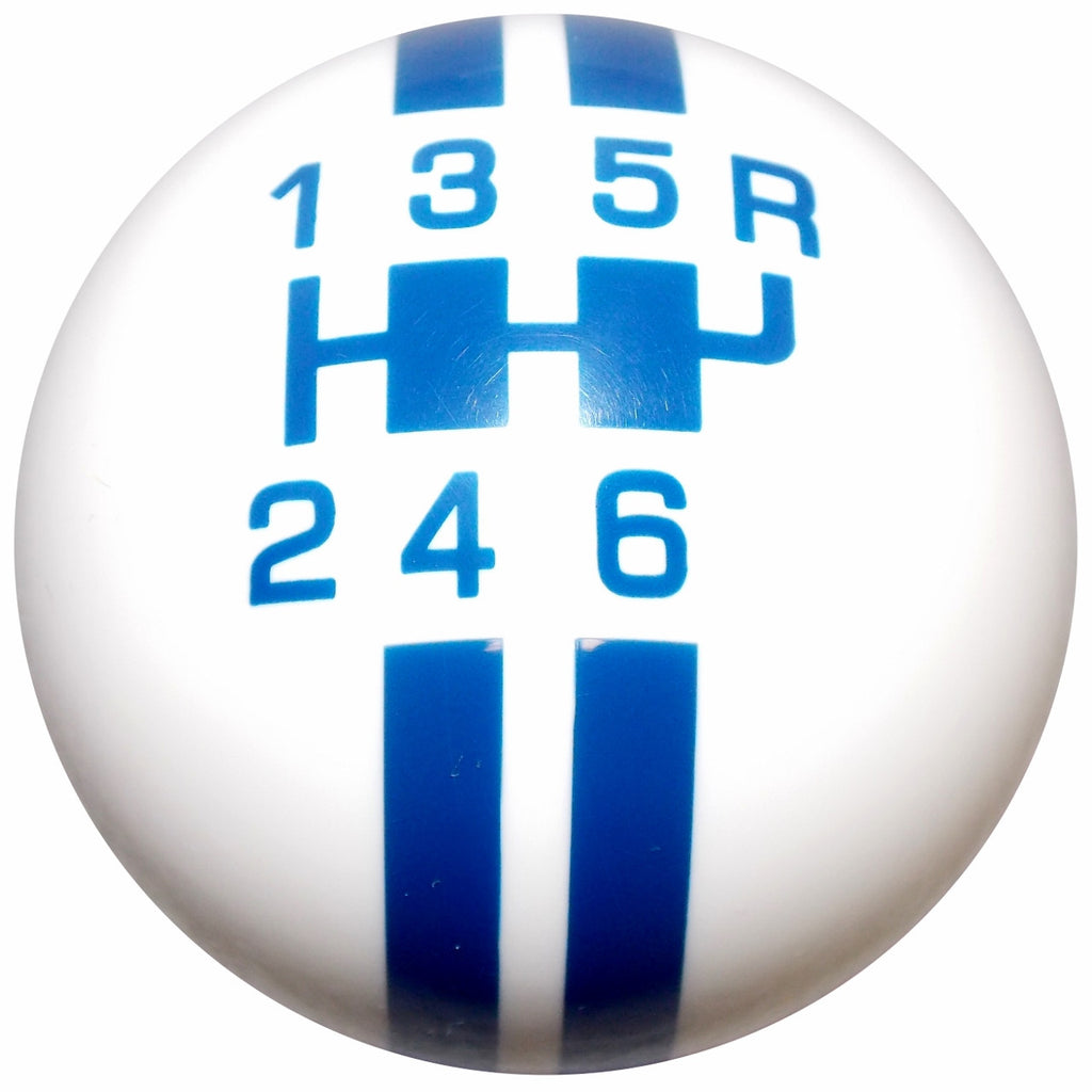 Rally Stripe 6 Speed White with Blue Shift Knob