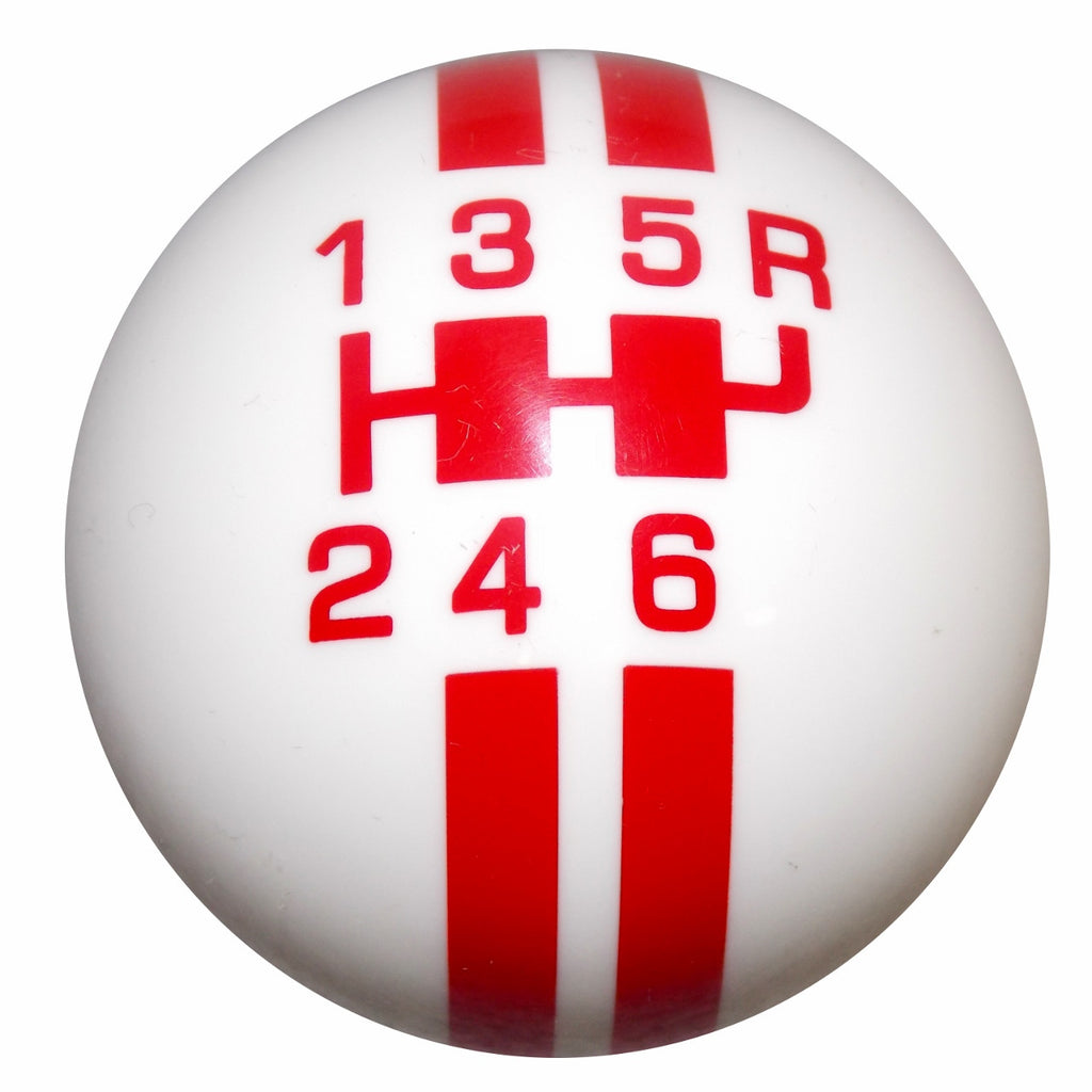 Rally Stripe 6 Speed White with Red Shift Knob
