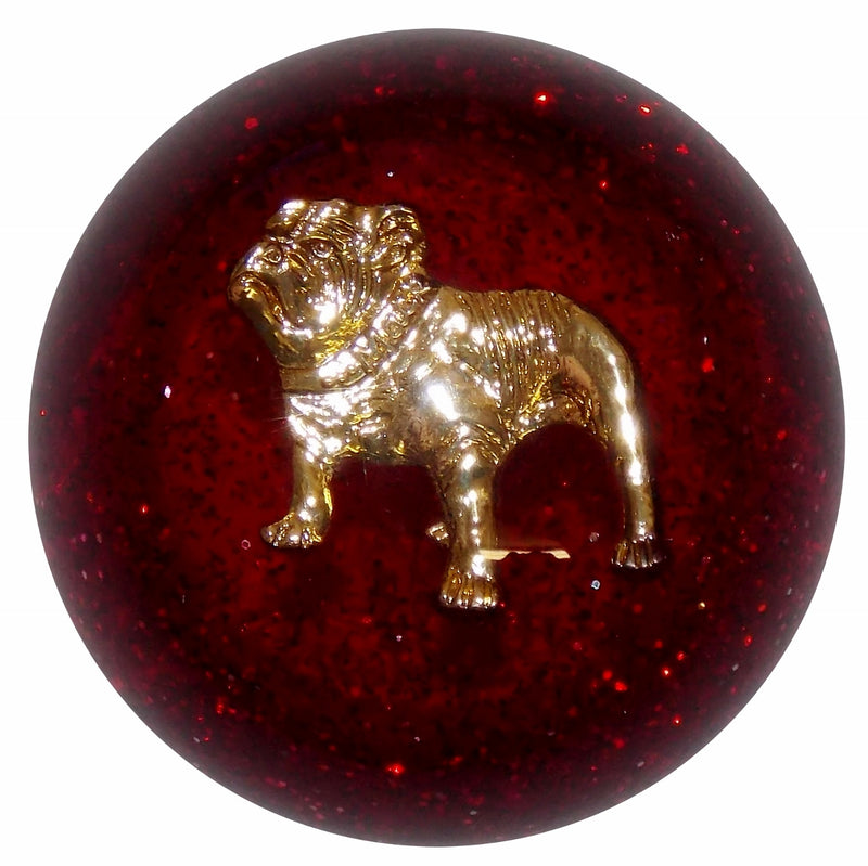 IMAGE OF Mack Bulldog Logo Red Glitter Shift Knob