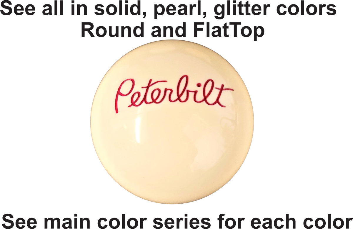 Amber Glitter FlatTop Peterbilt Script Brake Knob