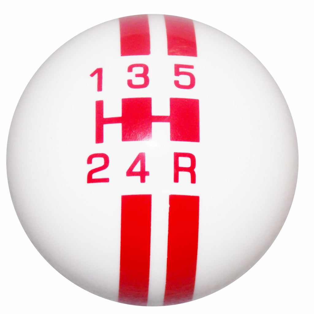 Rally Stripe 5 Speed White with Red Shift Knob